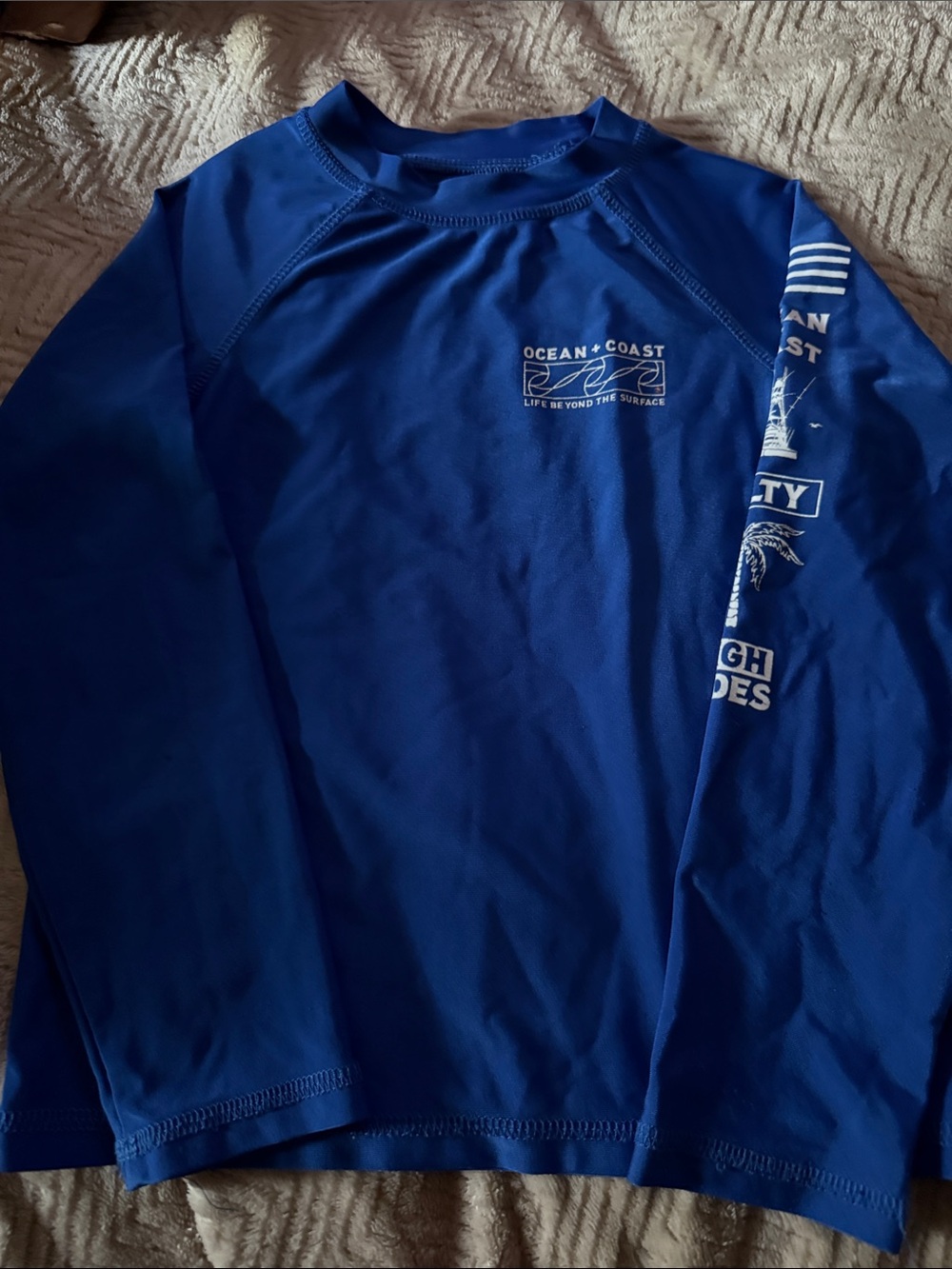 Ocean + Coast Boys' Long Sleeve Rash Guard Tee - Royal Blue